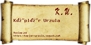 Káplár Urzula névjegykártya